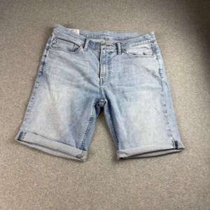 HM Denim Mens Slim Fit Shorts Light Wash Blue Stretch Size 34 Fits 36